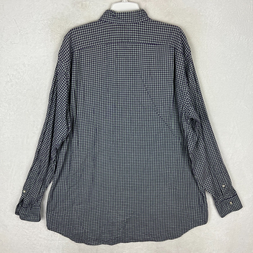 Polo Ralph Lauren Button Up Shirt Mens XLT Tall Purple Check Long Sleeve Green - Picture 7 of 10